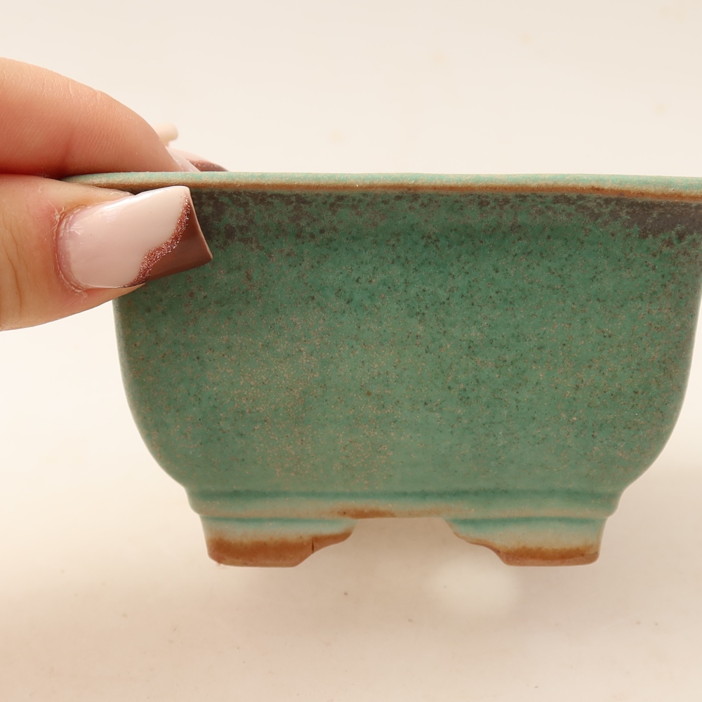Keramische bonsaipot 9,5 x 9,5 x 5,5 cm, kleur groen