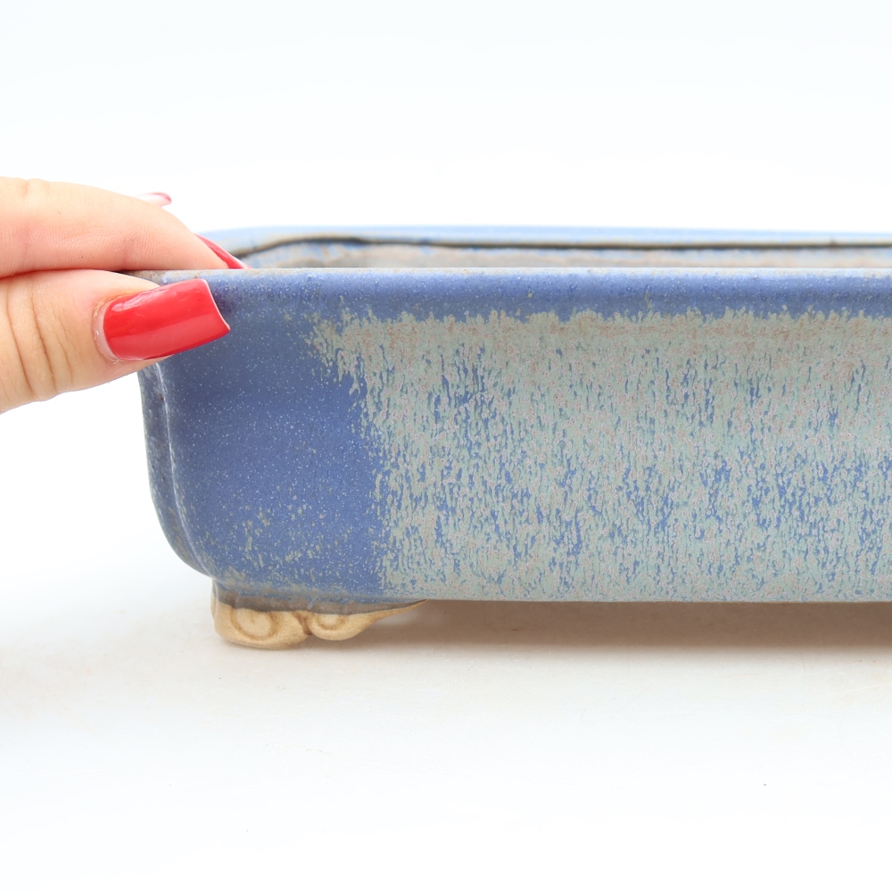 Keramische bonsaischaal 25 x 20,5 x 7,5 cm, kleur: blauw