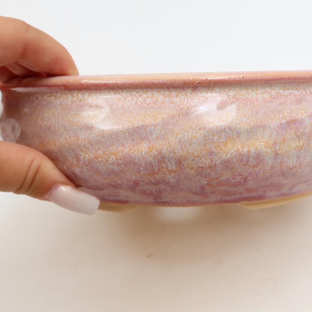 Bonsaischaal van keramiek 21,5 x 21,5 x 6 cm, roze
