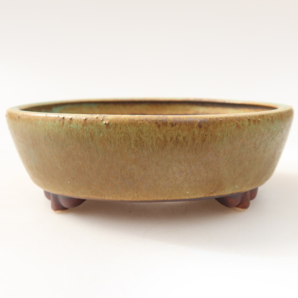 Keramische bonsaischaal 12 x 10,5 x 4 cm, kleur: groen