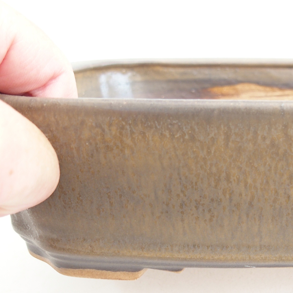 Bonsaischaal van keramiek 21 x 18 x 6 cm, bruin
