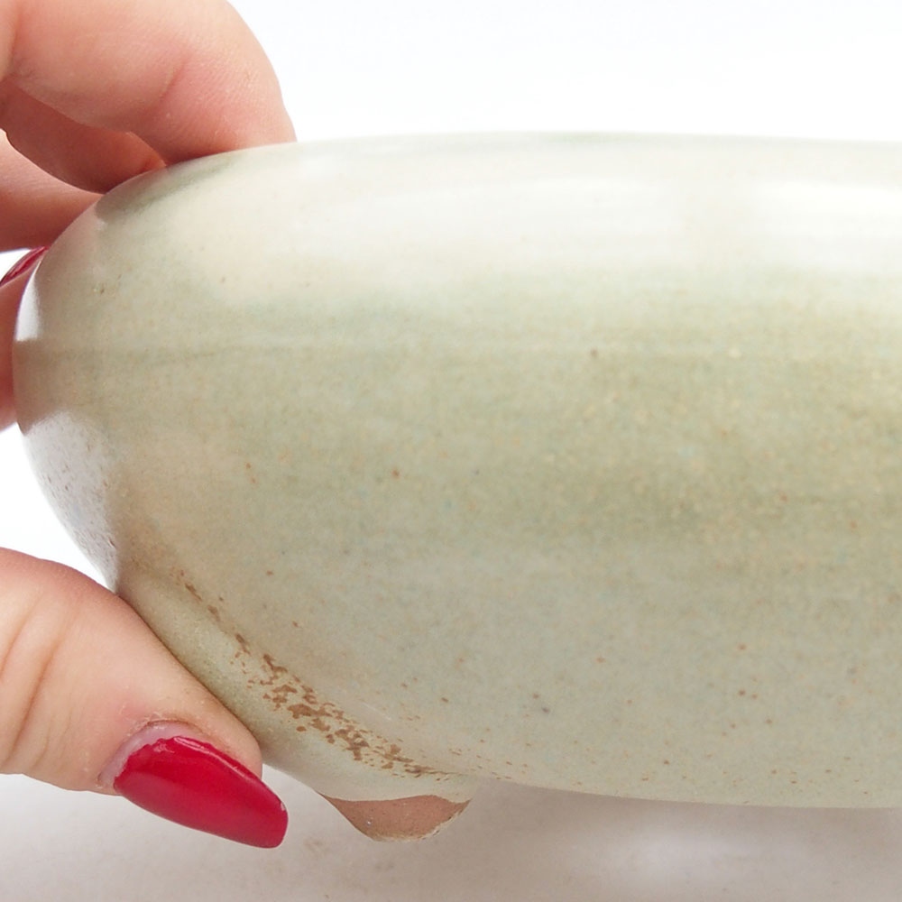 Bonsaischaal van keramiek 14 x 14 x 6,5 cm, groen