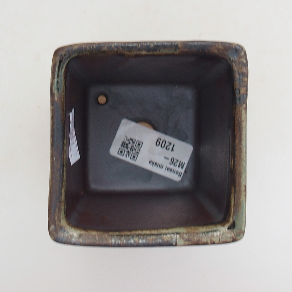 Bonsaischaal van keramiek 7 x 7 x 9,5 cm, kleur blauwbruin