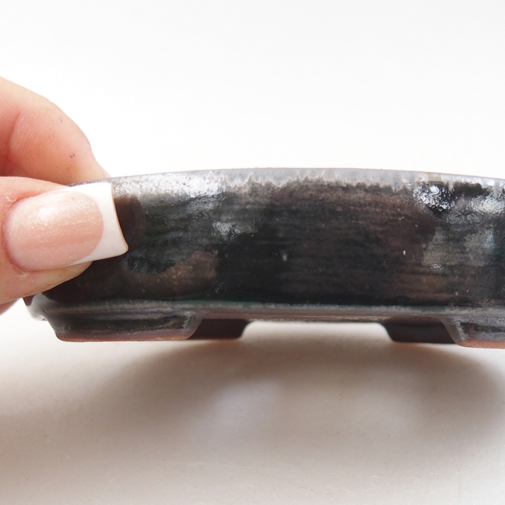 Bonsaischaal van keramiek 12 x 9,5 x 2,5 cm, zwart