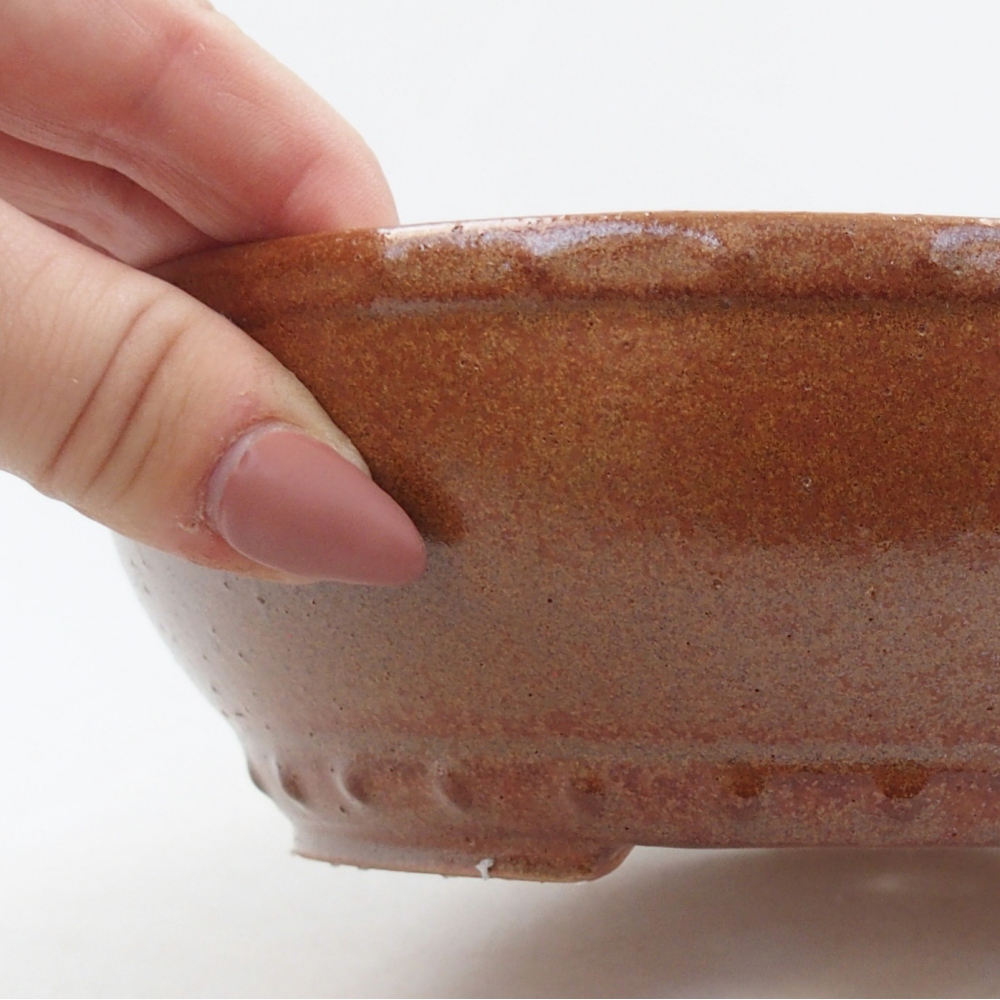 Bonsaischaal van keramiek 26 x 26 x 8 cm, kleur rood