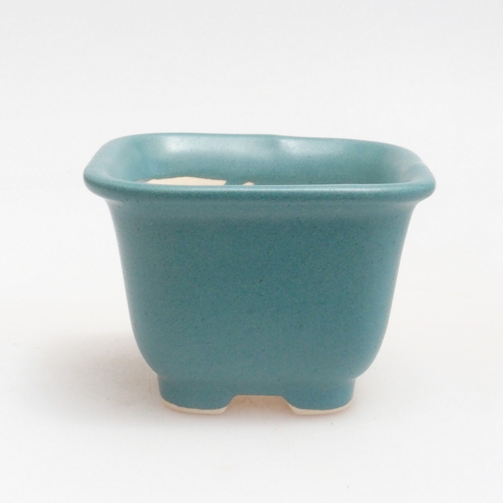 Bonsaischaal van keramiek 6,5 x 5,5 x 4 cm, kleur blauw