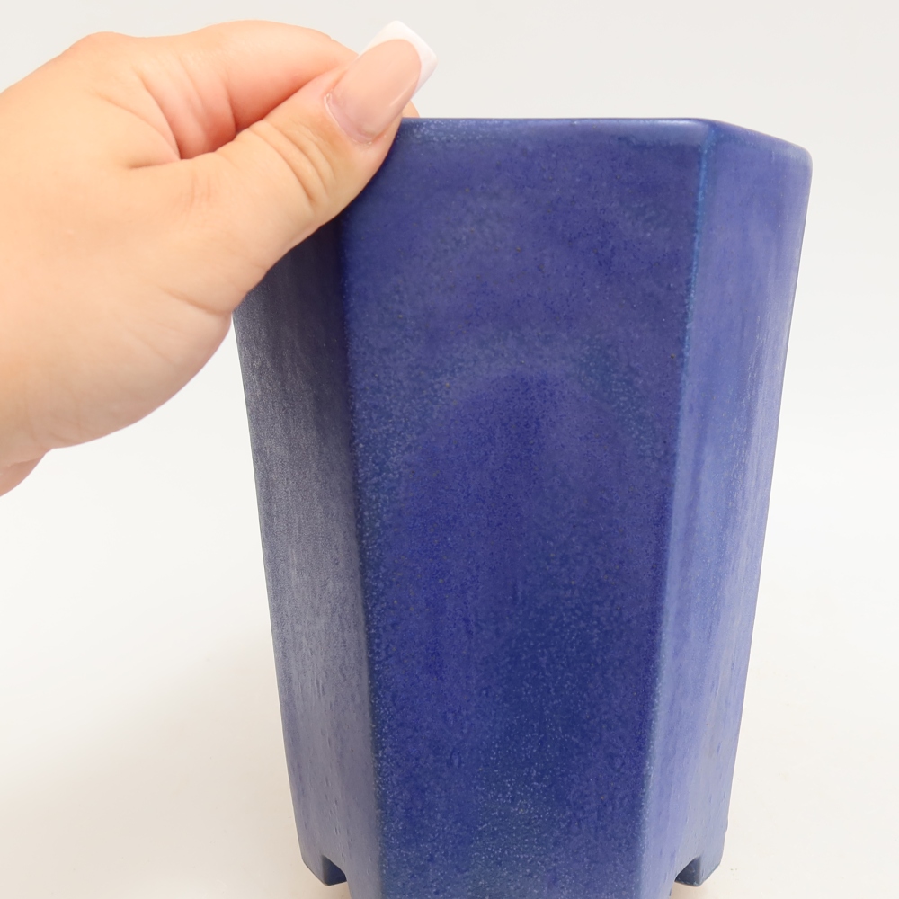 Keramische bonsaipot 13 x 12 x 17 cm, kleur: blauw