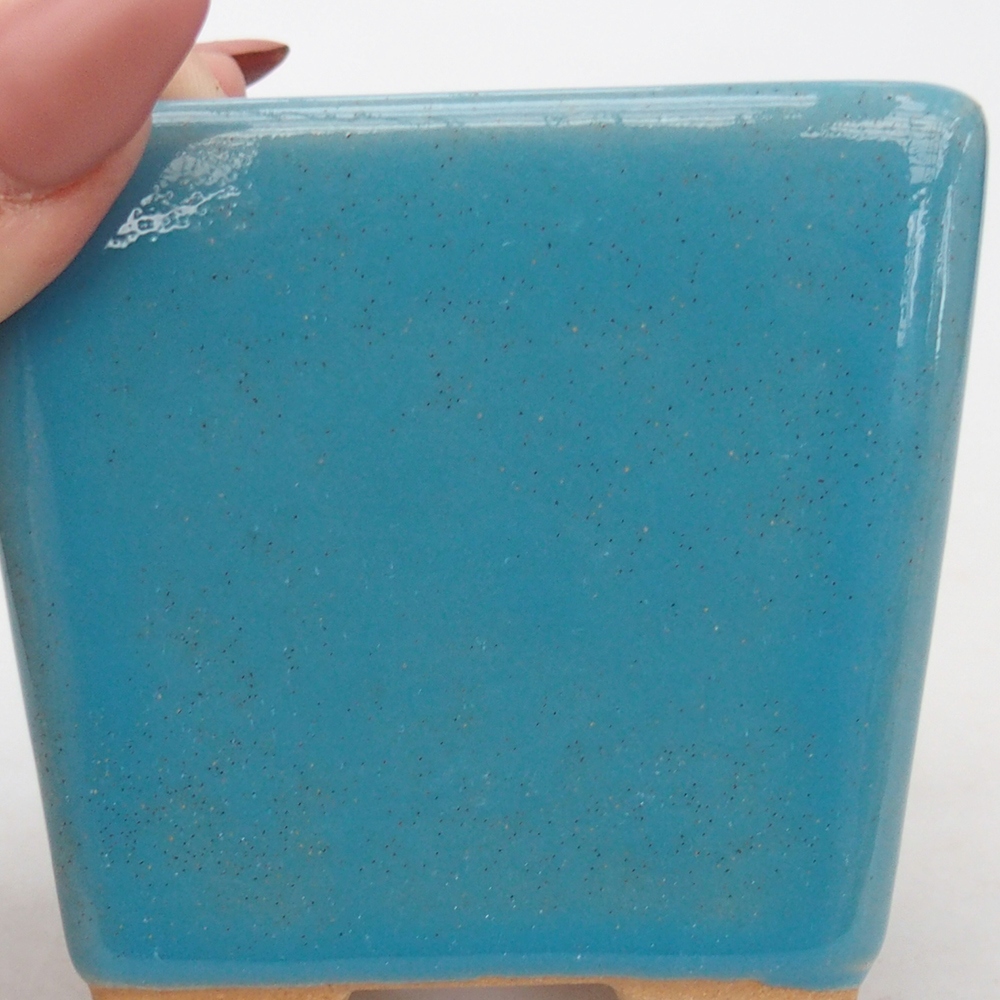 Bonsaischaal van keramiek 7,5 x 7,5 x 7 cm, kleur blauw