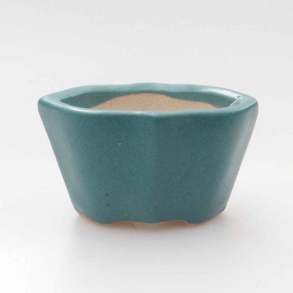 Bonsaischaal van keramiek 6,5 x 5,5 x 4 cm, kleur blauw