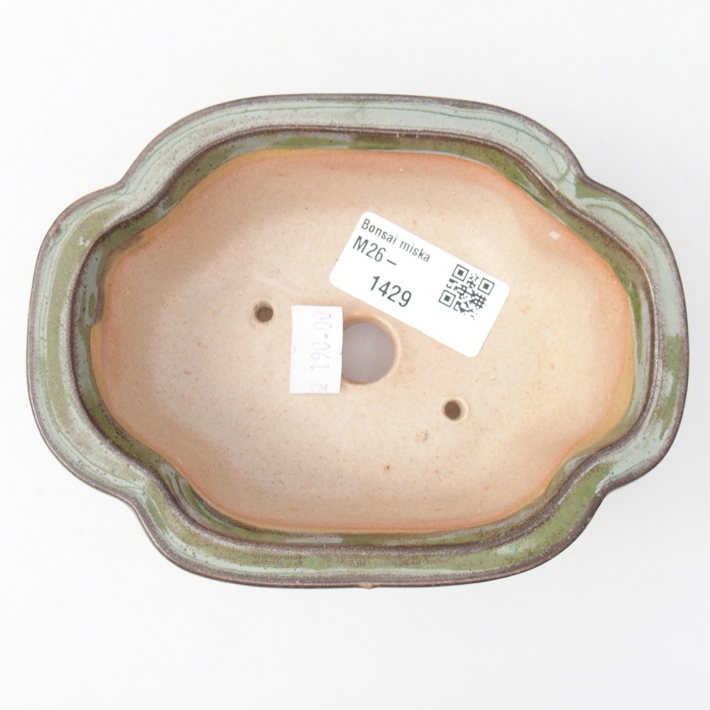 Bonsaischaal van keramiek 13 x 10 x 5 cm, groen