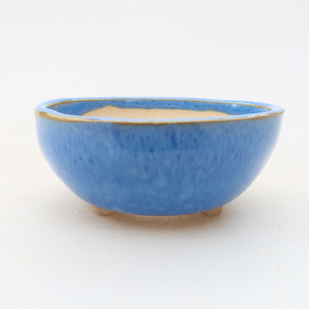 Keramische bonsaipot 6 x 6 x 3 cm, kleur: blauw