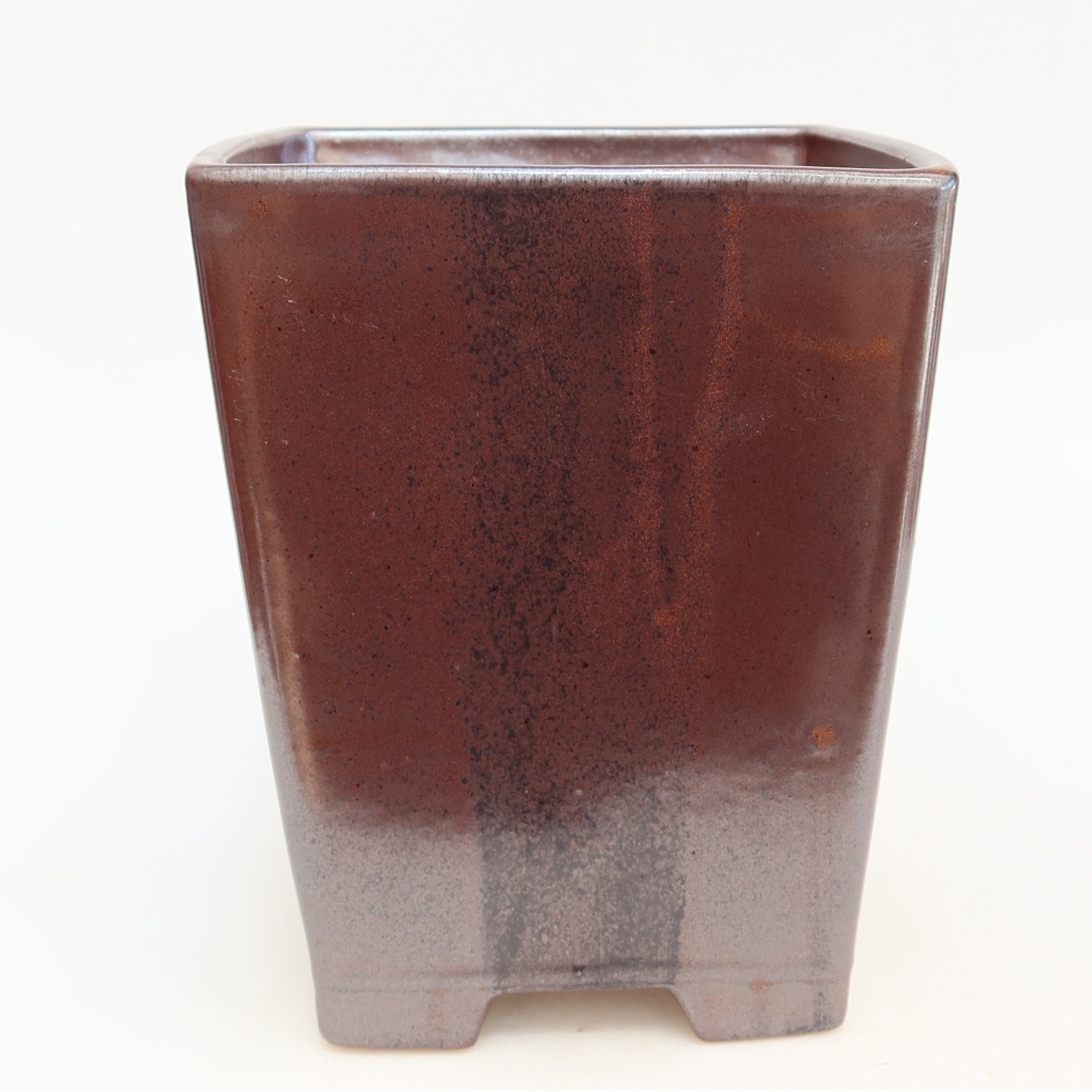 Keramische bonsaipot 15,5 x 15,5 x 19 cm, kleur bruin