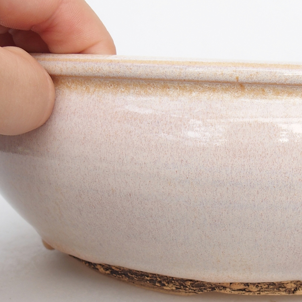 Bonsaischaal van keramiek 21,5 x 21,5 x 7,5 cm, kleur beige