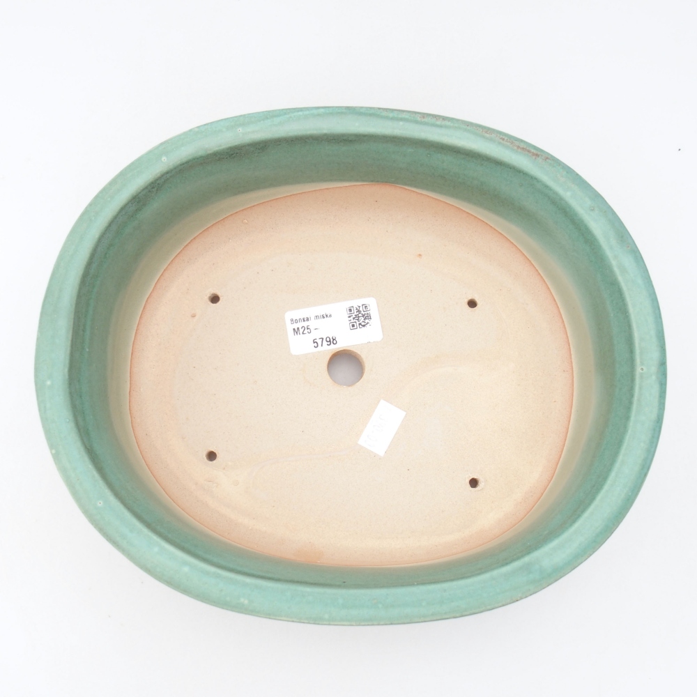 Bonsaischaal van keramiek 23 x 19,5 x 7 cm, groen