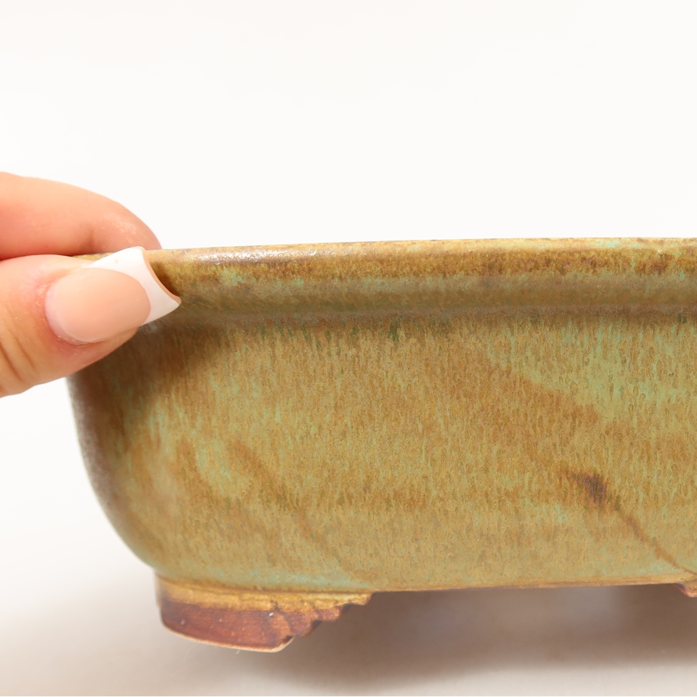 Keramische bonsaipot 20,5 x 16,5 x 7 cm, kleur groen