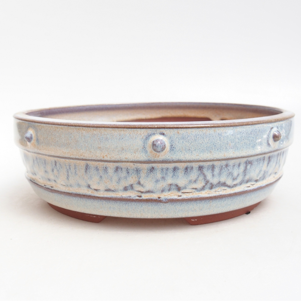 Bonsaischaal van keramiek 20 x 20 x 6 cm, kleur blauw