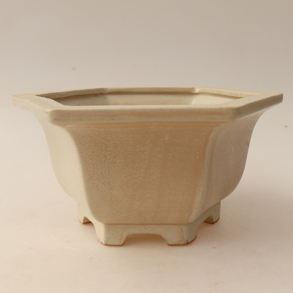 Keramische bonsaischaal 18,5 x 16,5 x 9 cm, kleur: beige