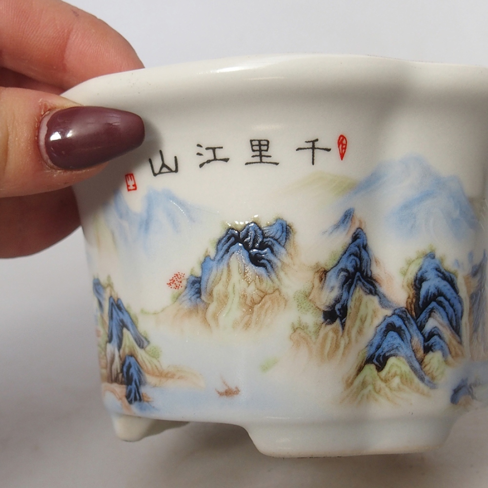 Bonsaischaal van keramiek 11,5 x 11,5 x 6 cm, wit