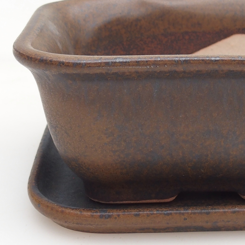 Bonsai kom + schotel H11 - 11,5 x 10 x 4 cm - groen