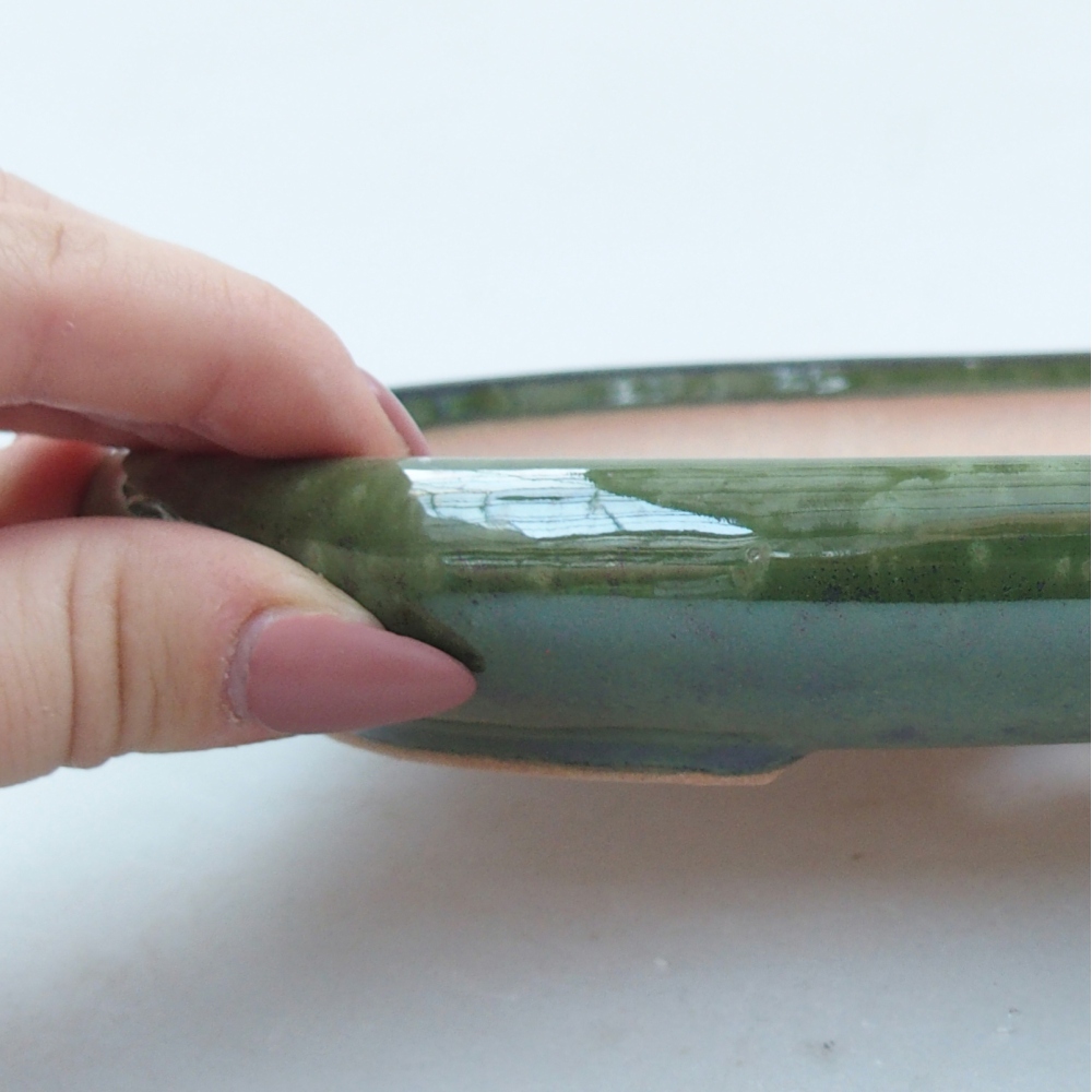 Bonsaischaal van keramiek 26 x 26 x 8 cm, kleur rood