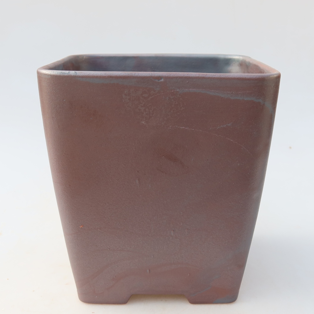 Bonsaischaal van keramiek 13,5 x 13,5 x 15 cm, metaalkleur