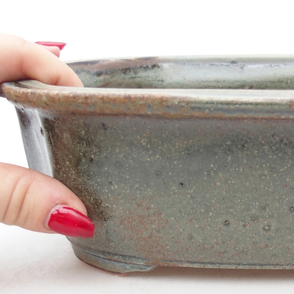 Bonsaischaal van keramiek 25 x 21 x 7,5 cm, groen