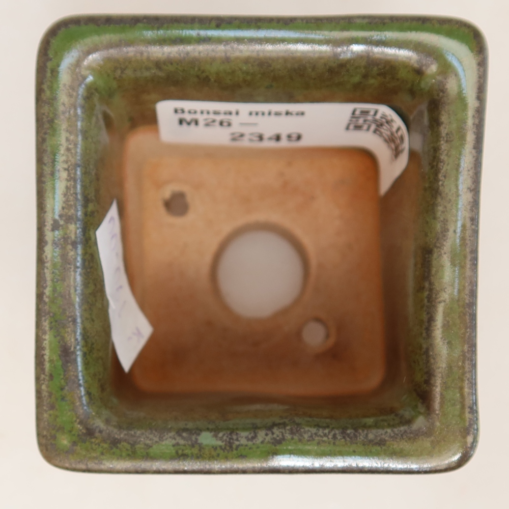 Keramische bonsaipot 6 x 6 x 5,5 cm, kleur groen
