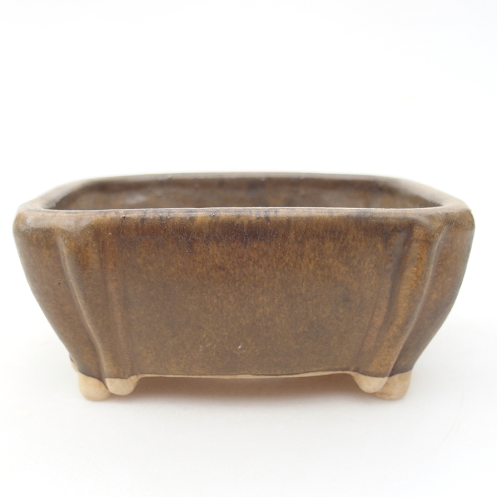 Bonsaischaal van keramiek 10,5 x 8,5 x 4 cm, bruin