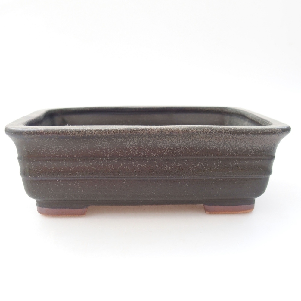 Bonsaischaal van keramiek 13,5 x 9,5 x 4,5 cm, grijs