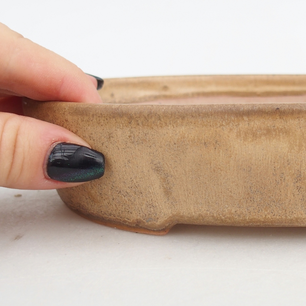 Bonsaischaal van keramiek 17 x 14 x 4 cm, kleur beige