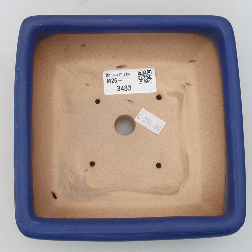 Keramische bonsaischaal 15,5 x 15,5 x 6 cm, kleur blauw