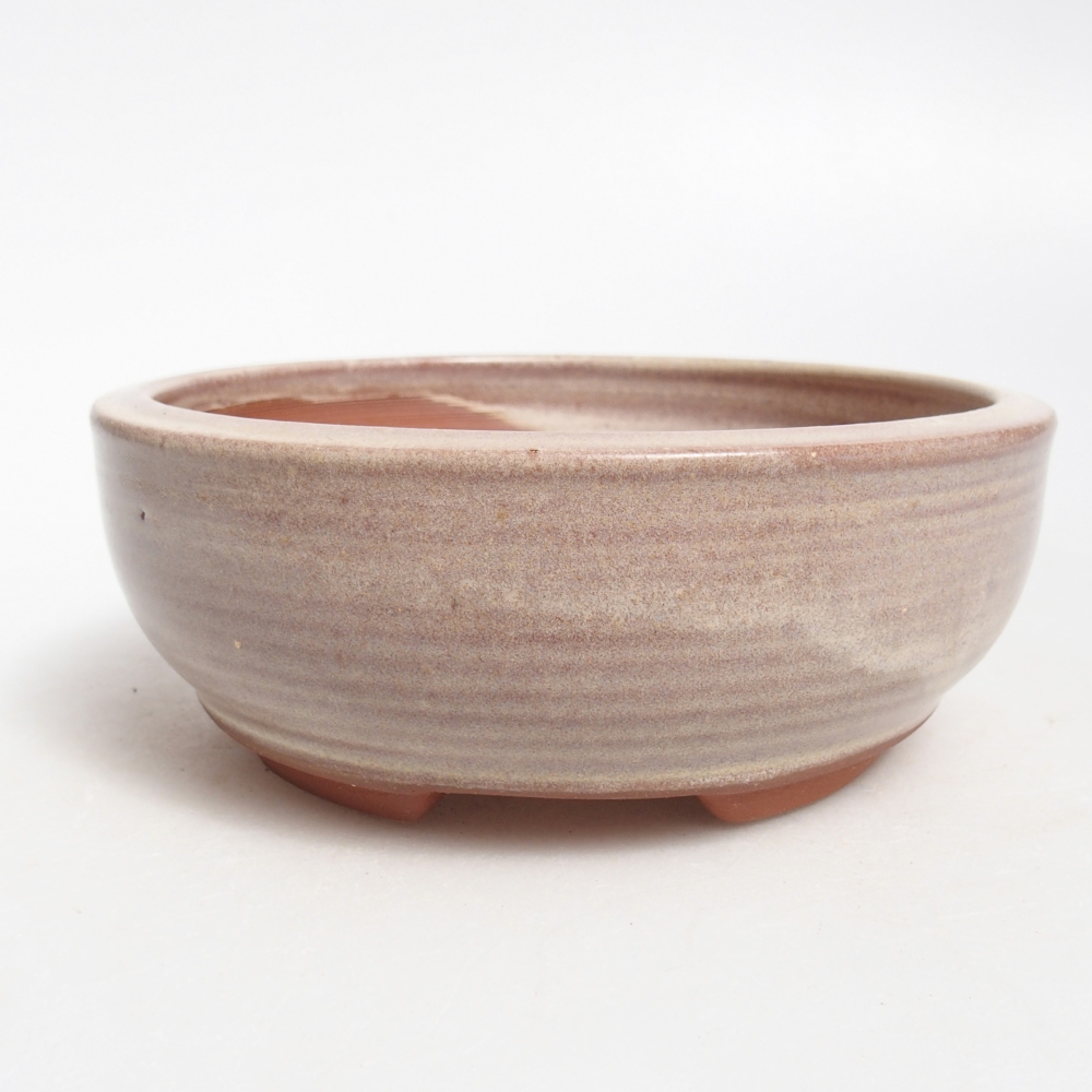Bonsaischaal van keramiek 14,5 x 14,5 x 5,5 cm, kleur beige