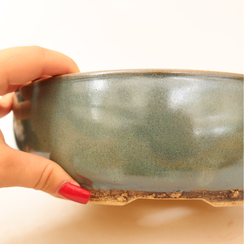 Keramische bonsaipot 25 x 25 x 7,5 cm, kleur groen