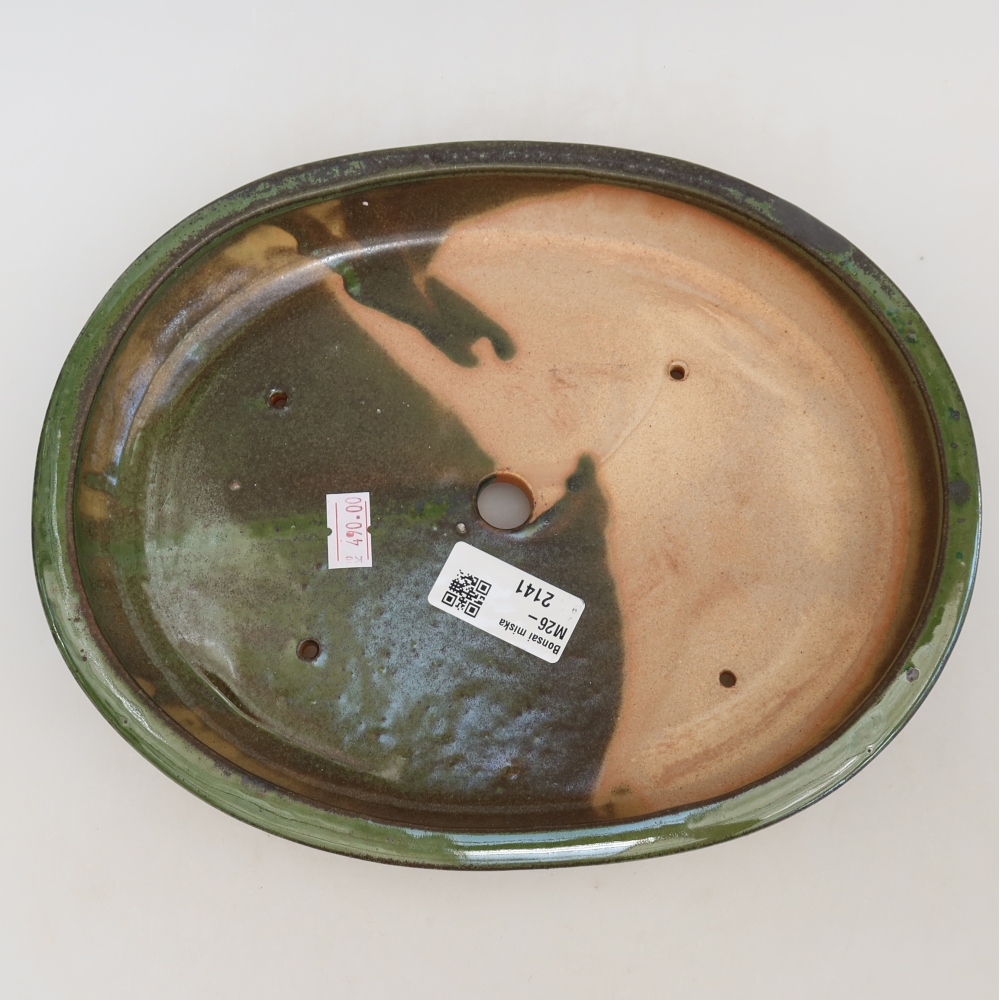 Bonsaischaal van keramiek 24,5 x 20 x 4 cm, groen