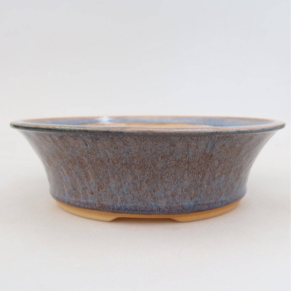 Bonsaischaal van keramiek 24,5 x 24,5 x 7 cm, kleur blauw