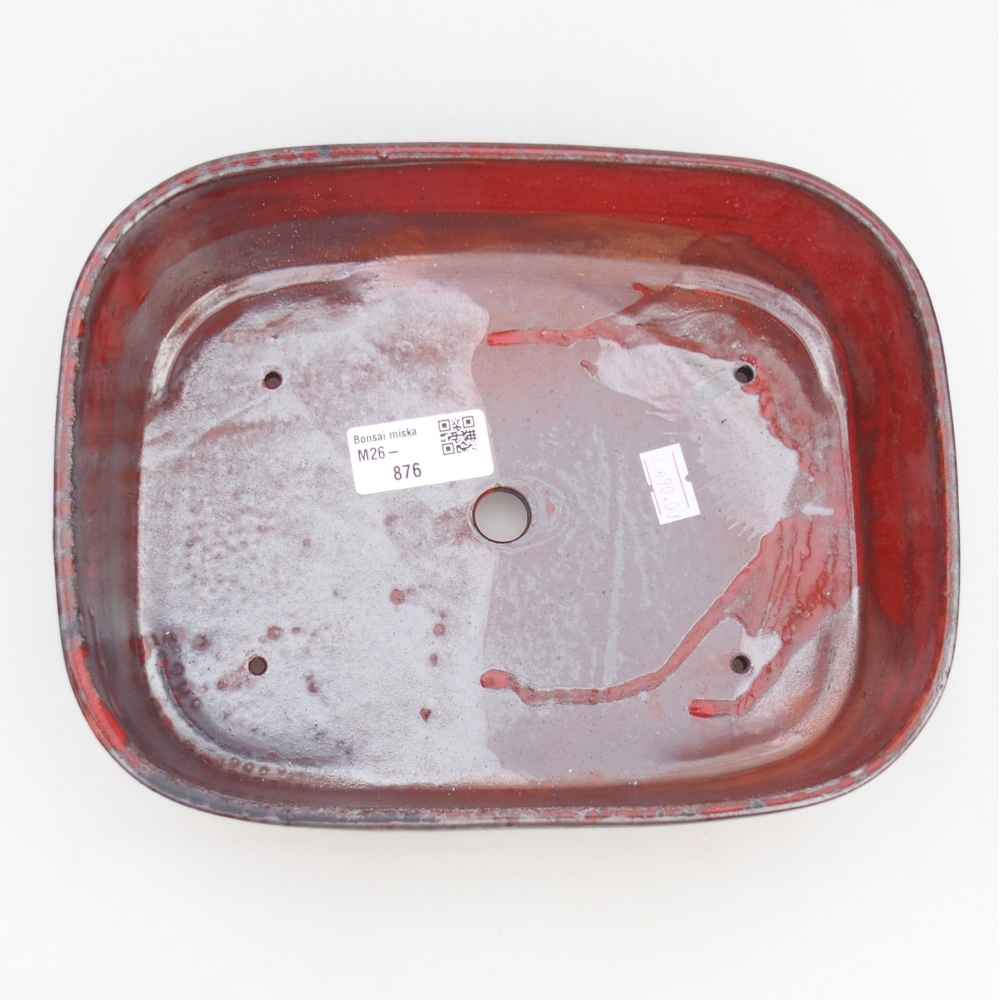 Bonsaischaal van keramiek 23 x 18 x 5,5 cm, kleur rood