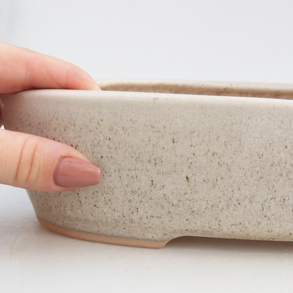 Bonsaischaal van keramiek 31,5 x 24 x 6 cm, kleur beige