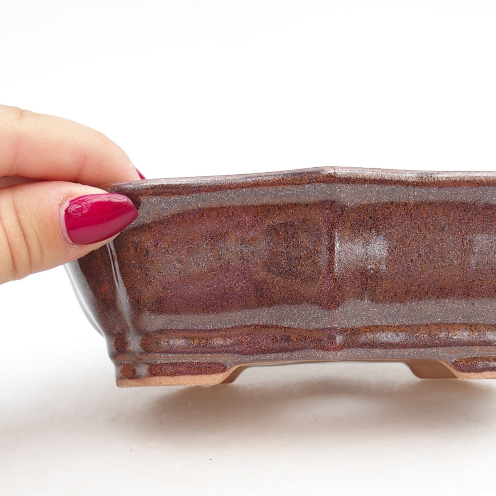 Bonsaischaal van keramiek 15,5 x 11,5 x 4,5 cm, bruin