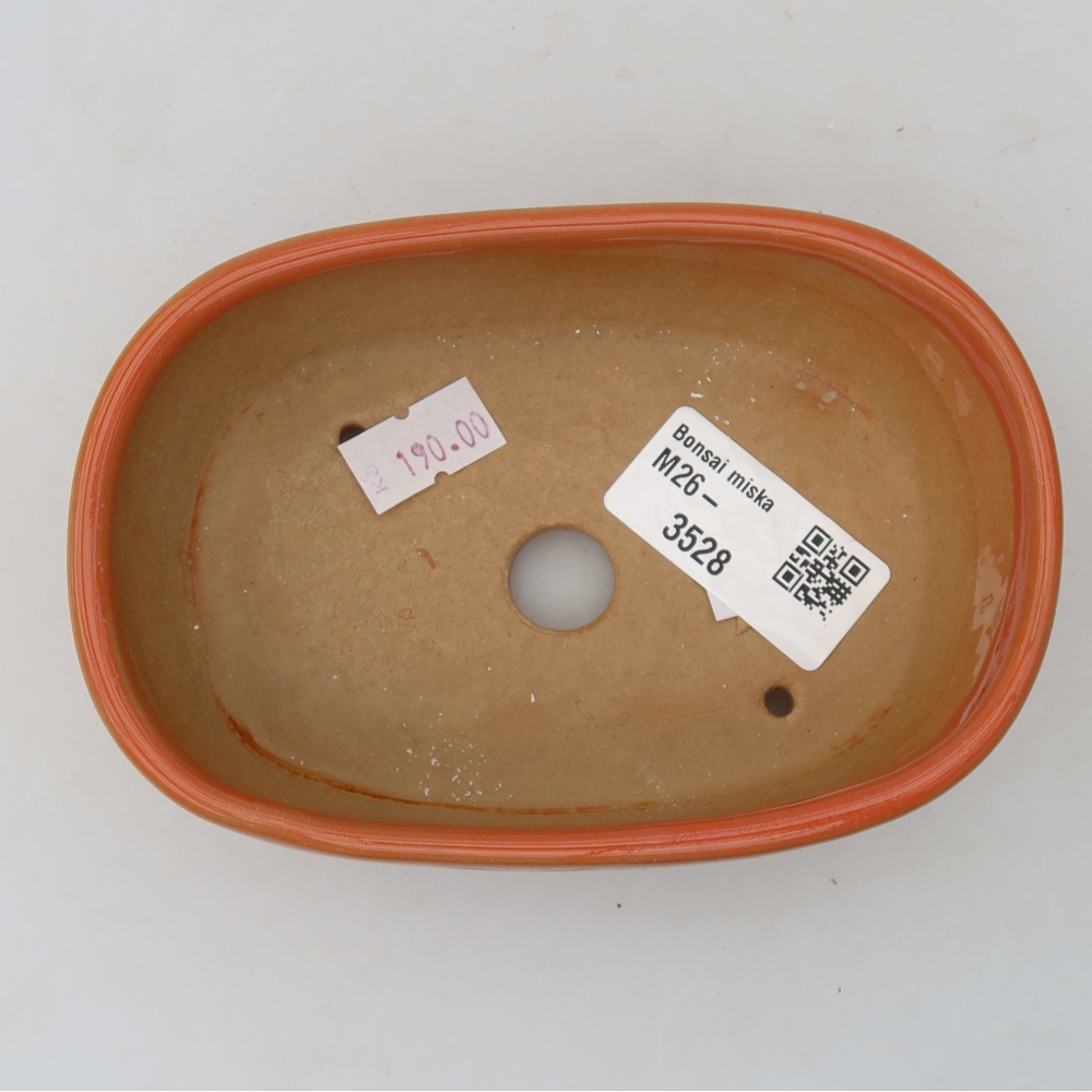 Keramische bonsaischaal 13 x 8,5 x 4 cm, kleur: oranje