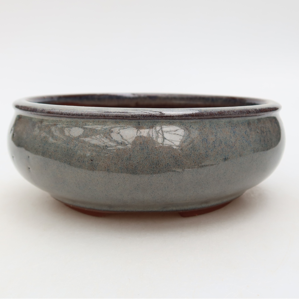 Keramische bonsaipot 15 x 15 x 6 cm, kleur grijs