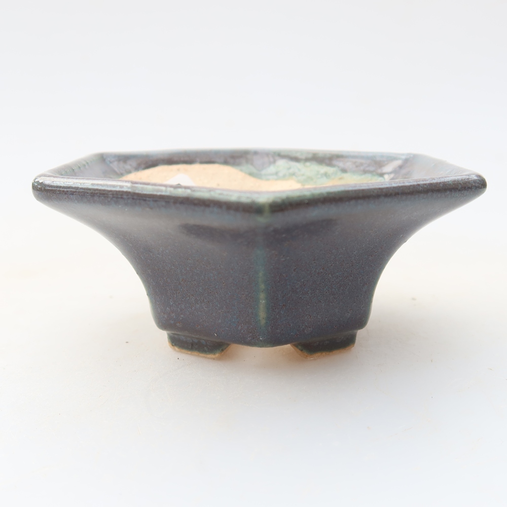 Keramische bonsaischaal 8 x 7 x 3,5 cm, kleur grijs