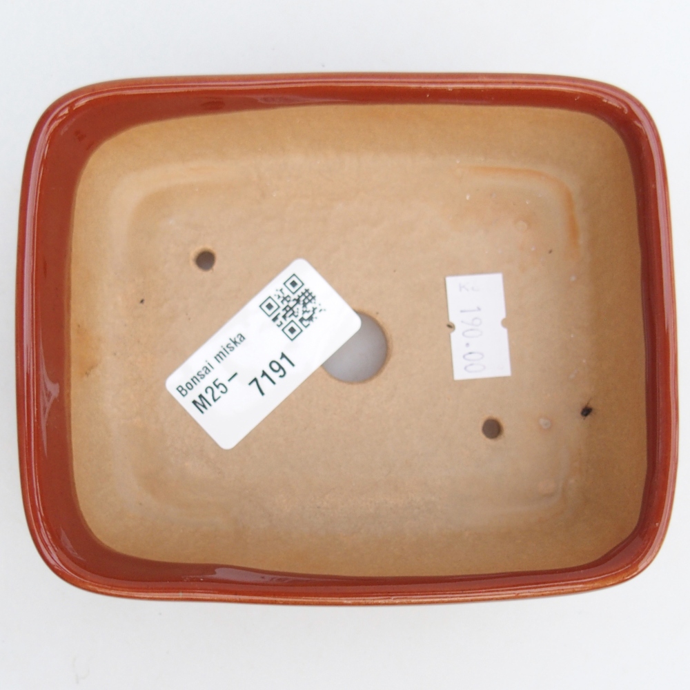 Bonsaischaal van keramiek 26 x 26 x 8 cm, kleur rood