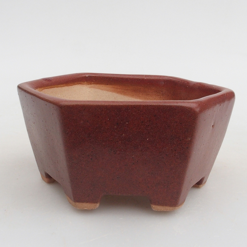 Bonsaischaal van keramiek 9,5 x 9 x 4,5 cm, bruin