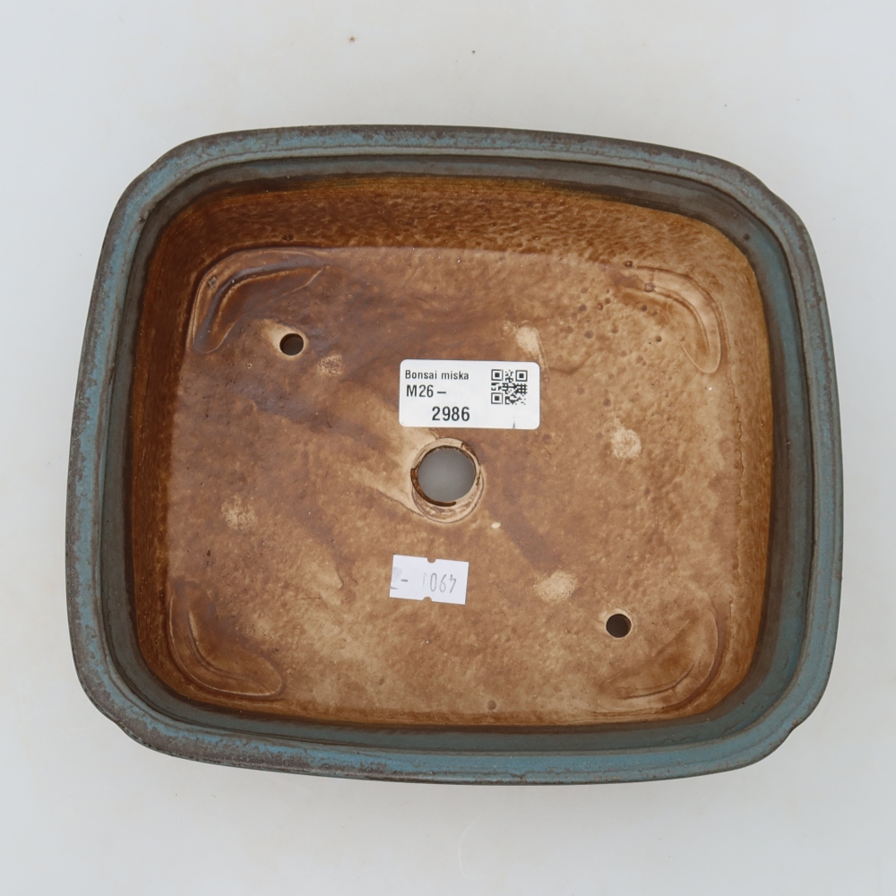 Keramische bonsaipot 20 x 17,5 x 6 cm, kleur: blauw