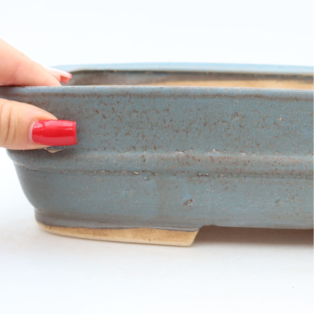 Keramische bonsaischaal 29 x 23,5 x 7,5 cm, kleur: blauw