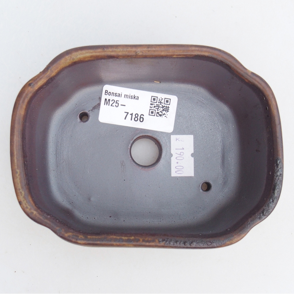 Bonsaischaal van keramiek 26 x 26 x 8 cm, kleur rood