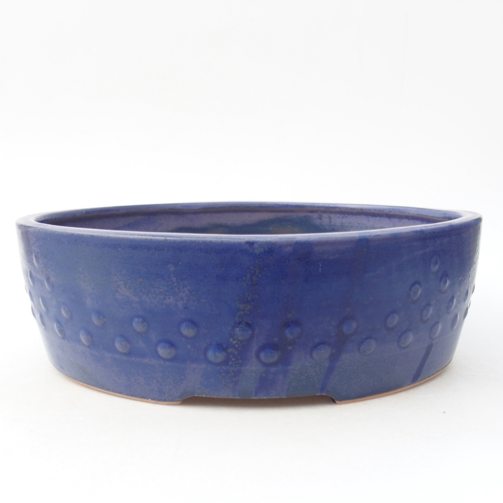 Bonsaischaal van keramiek 24,5 x 24,5 x 7 cm, kleur blauw