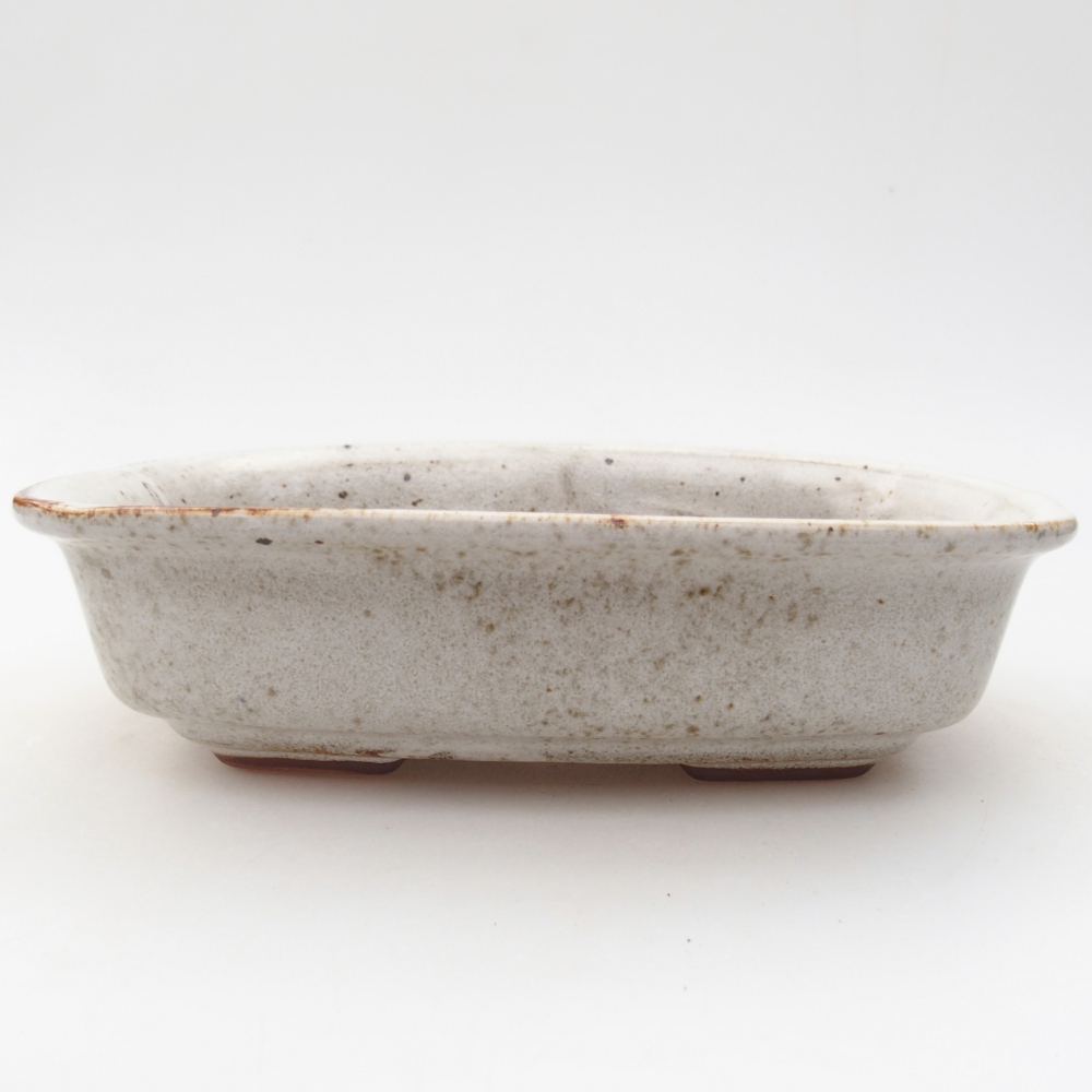 Bonsaischaal van keramiek 18,5 x 13,5 x 5 cm, kleur wit