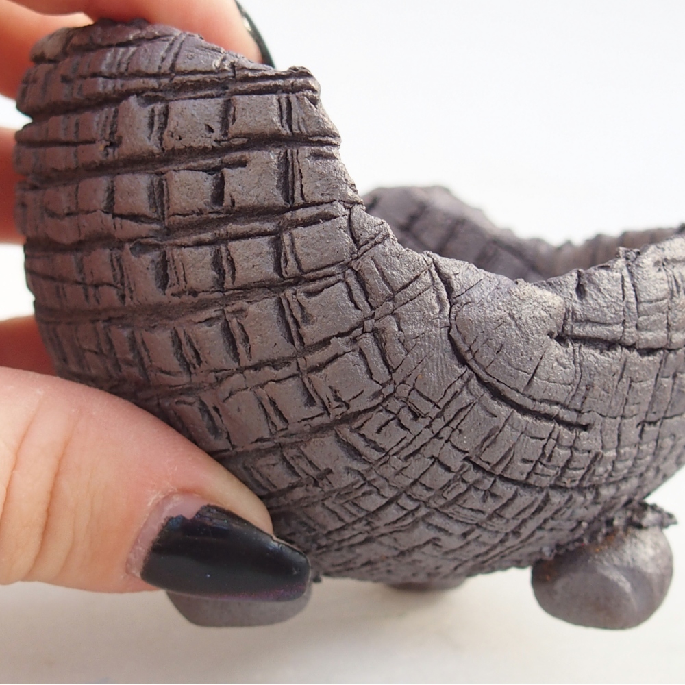 Keramische schaal 8 x 8 x 6,5 cm , metaalkleur