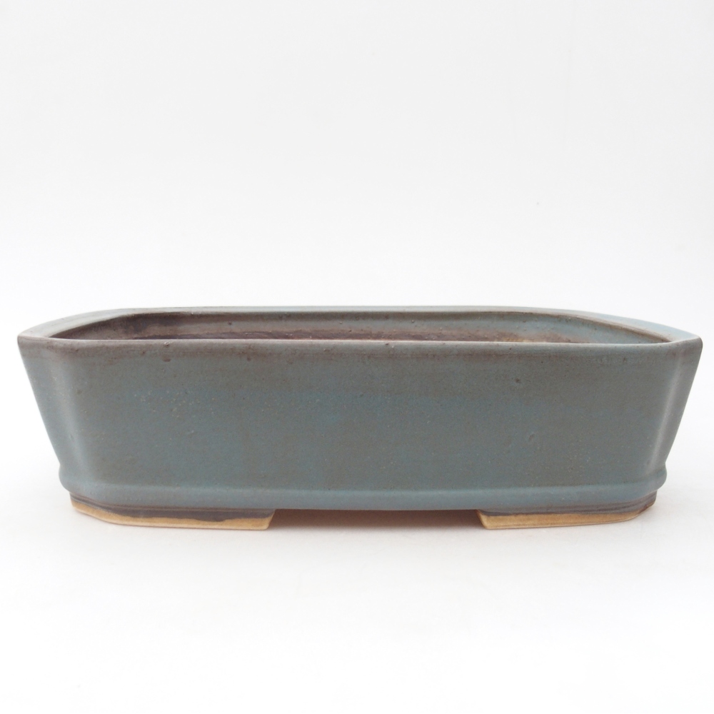 Bonsaischaal van keramiek 25 x 21,5 x 6,5 cm, kleur blauw